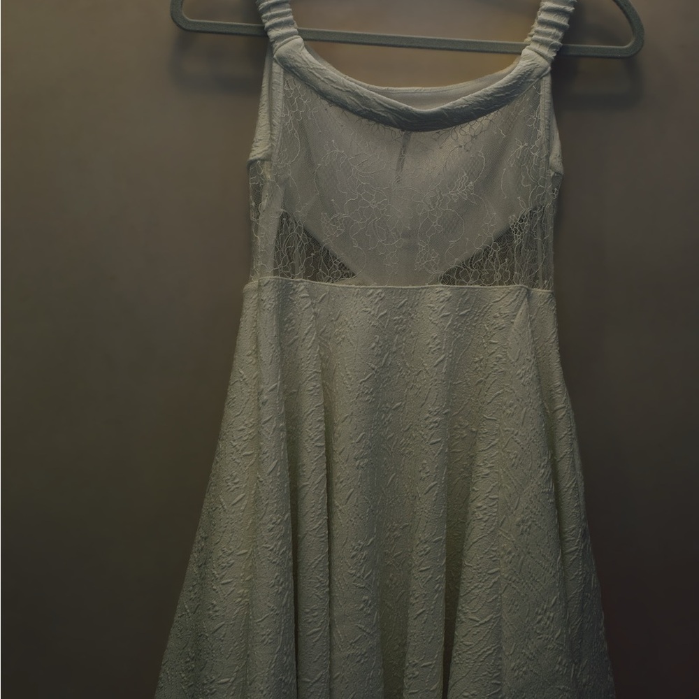 🤍 Free People White Lace Cutout Mini Dress – XS